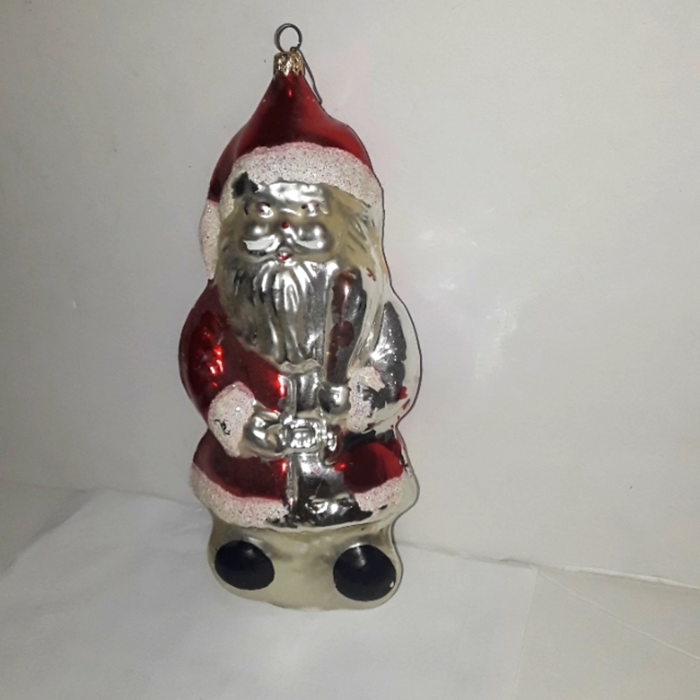 RARE VINTAGE BIG 11 INCH WEST GERMANY SANTA CLAUS CHRISTMAS ORNAMENT